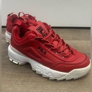 FILA Women's Disruptor II Premium Red Sneakers